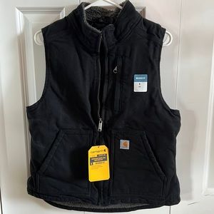 Carhartt Washed Duck Sherpa-lined Mock-neck Vest relaxed fit